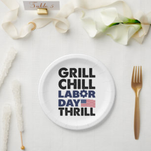 Usa America Grill Chill Tag der Arbeit Thrill BBQ Pappteller