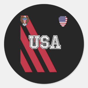USA America Soccer Jersey Red Blue Football Ball T Runder Aufkleber