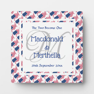 USA AMERICA Wedding Keepake Geschenk Custom Monogr Fotoplatte