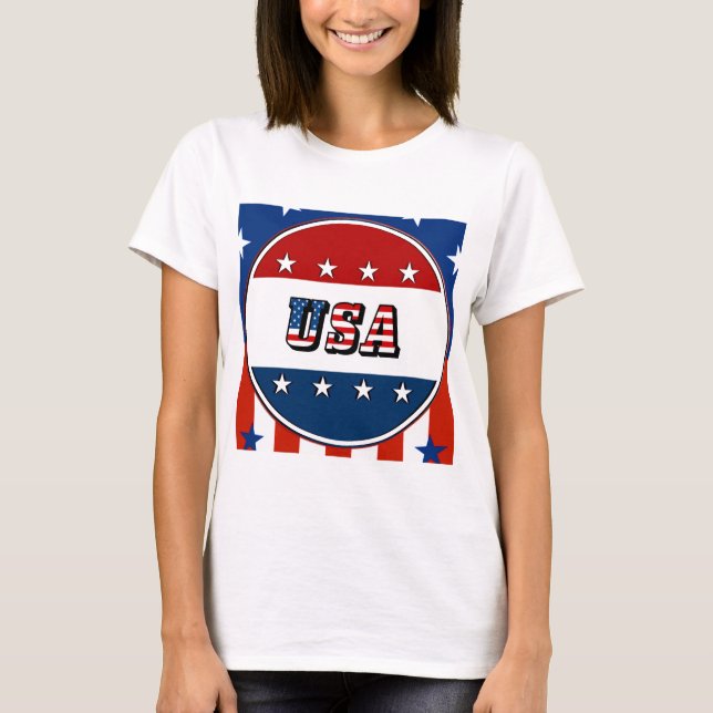 USA - American Flag and Stars in Circle #2 T - Shi T-Shirt (Vorderseite)