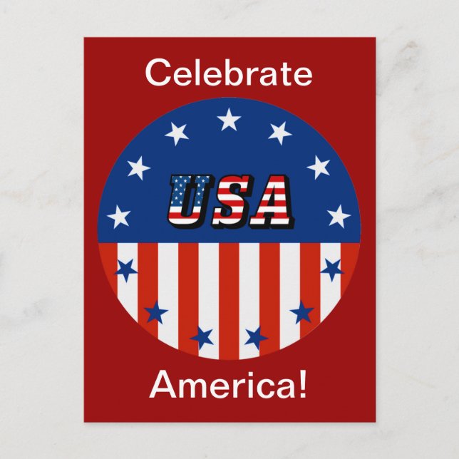 USA - American Flag and Stars in Circle Postcard Postkarte (Vorderseite)