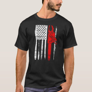 USA American Flag Arborist Chainsaw Lumberjack Log T-Shirt