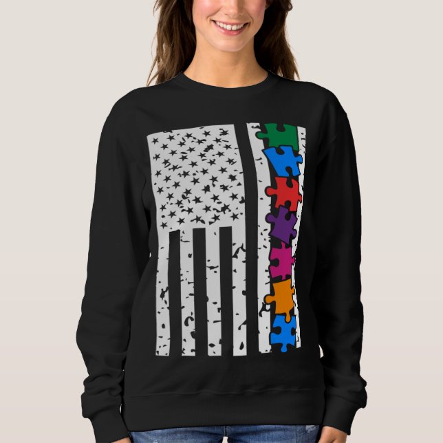 USA American Flag Autism Awareness Autistic Child  Sweatshirt (Vorderseite)