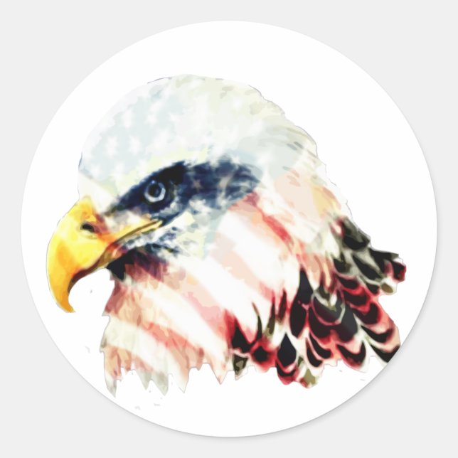 USA American Flag Bald Eagle Design Runder Aufkleber (Vorderseite)