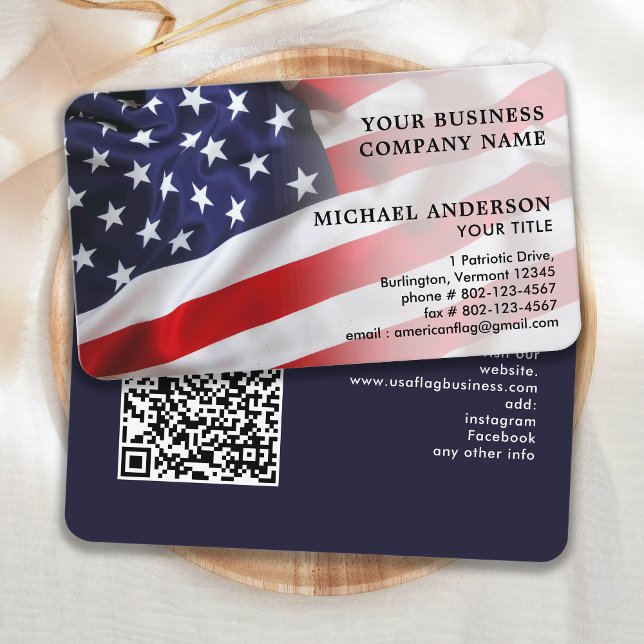 USA American Flag Beruflich QR Code Patriotic Visitenkarte (Von Creator hochgeladen)