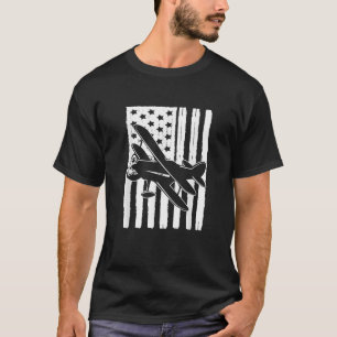 USA American Flag Biplane Lovers Aviation Party Th T-Shirt