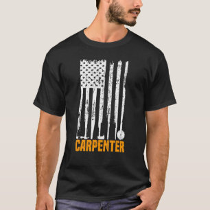 Usa American Flag Carpenter Handwerker Woodworker T-Shirt