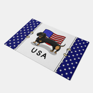 USA American Flag Dackel - (schwarz & tan) Fußmatte
