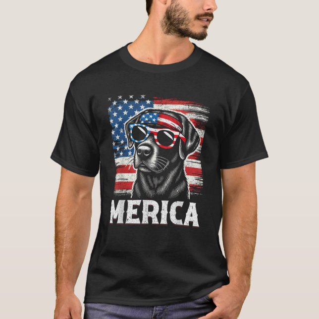 USA American Flag Dog Labrador Retriever  T-Shirt (Vorderseite)