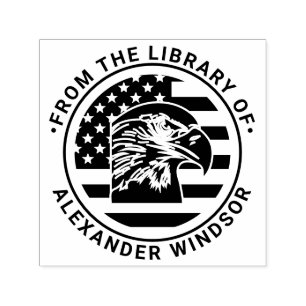 USA American Flag, Eagle Head Library Book Name Permastempel