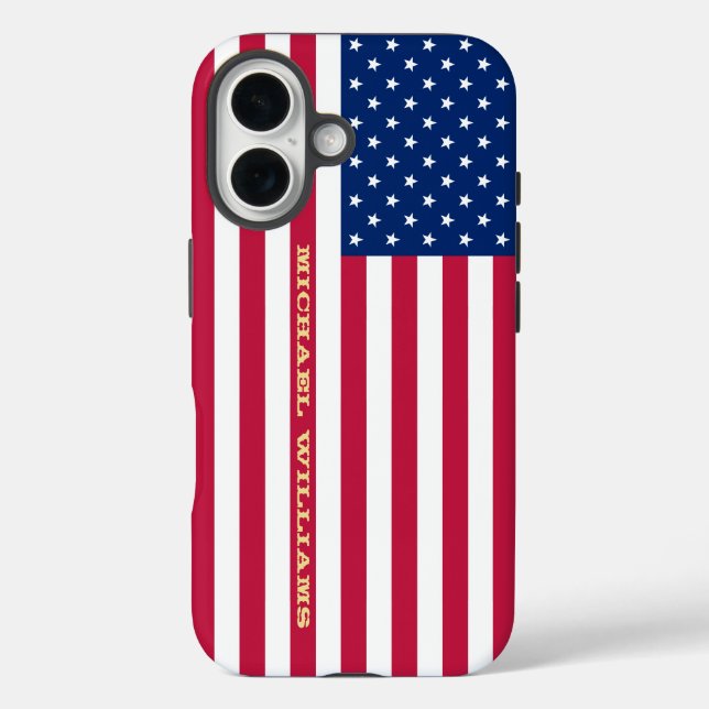USA American Flag Gold Mit Monogramm Patriotic Tou Case-Mate iPhone Hülle (Rückseite)
