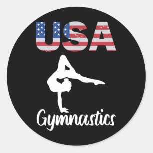 Usa American Flag Gymnastik T-Shirt Turner 4. Juli Runder Aufkleber