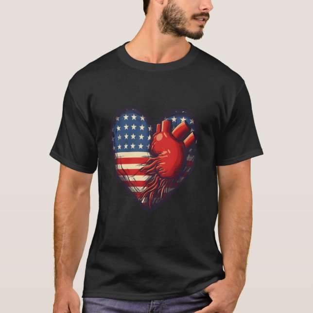 Usa American Flag He Fourth Of July T-Shirt (Vorderseite)