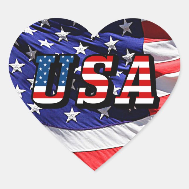 USA - American Flag Heart Stickers (Vorderseite)