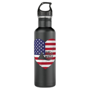USA American Flag Herz Französischer Horn Musiker  Edelstahlflasche