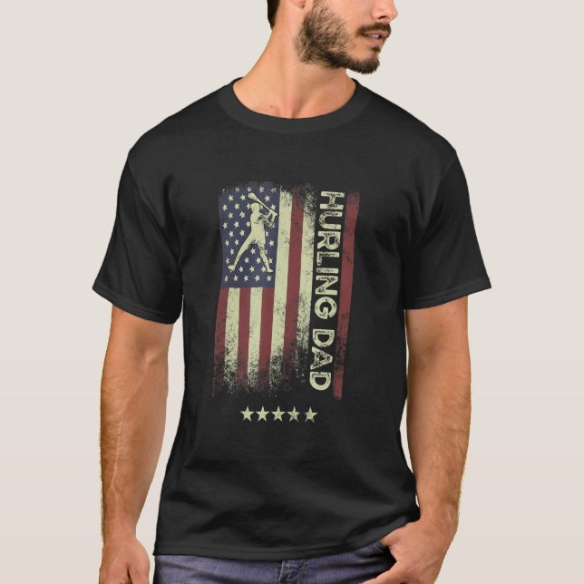 USA American Flag  Hurling Dad 1 T-Shirt (Vorderseite)