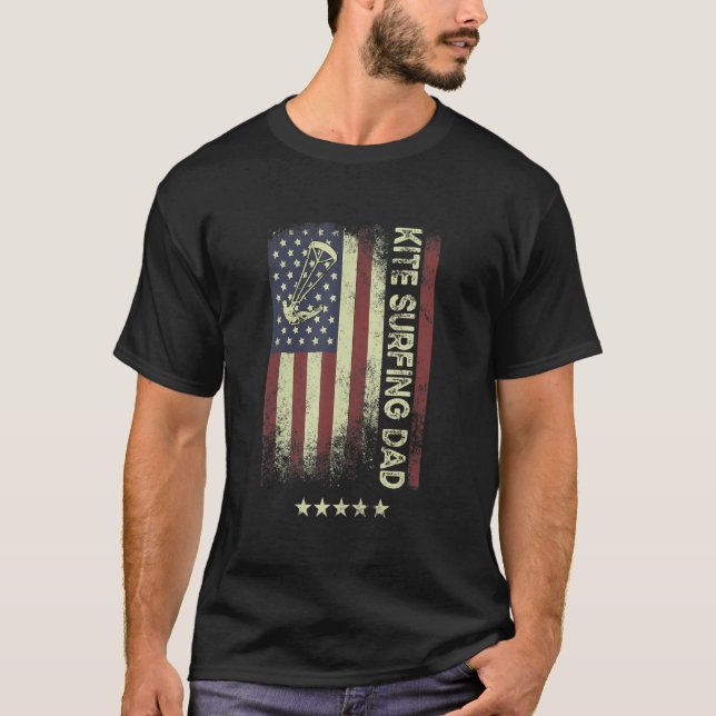 USA American Flag  Kite Surfing Dad 1 T-Shirt (Vorderseite)