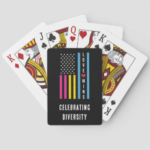 USA American Flag Liebe gewinnt LGBTQ Pansexual Pr Spielkarten