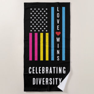 USA American Flag Liebe gewinnt LGBTQ Pansexual Pr Strandtuch