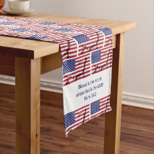 USA AMERICAN Flag Map Gepasste Schrift Kurzer Tischläufer