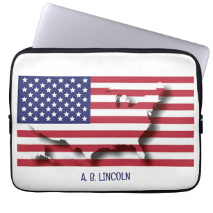 USA AMERICAN Flag Map Patriotic Computer Laptopschutzhülle