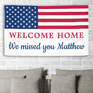 USA American Flag Military Welcome Zuhause Party Banner