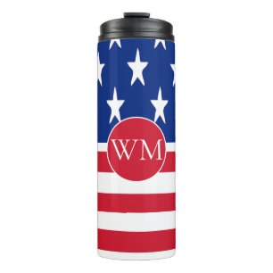 USA American Flag Mit Monogramm Thermosbecher