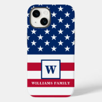 USA American Flag Monogram Family Name 4. Juli