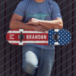 USA American Flag Monogram Patriotic Personalisier Skateboard