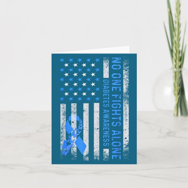 Usa American Flag No Fighting Alone Diabetes Aware Karte (Vorderseite)