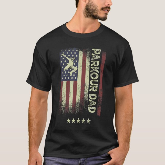 USA American Flag  Parkour Dad 1 T-Shirt (Vorderseite)