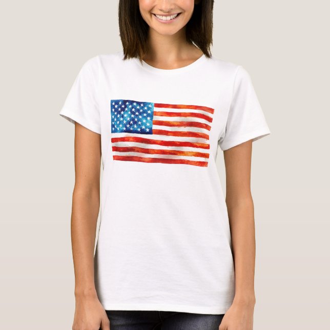 USA American Flag Patriot 4th of July Parade Vet T-Shirt (Vorderseite)