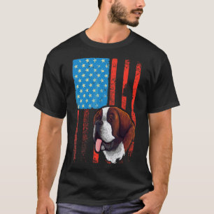 USA American Flag Patriotic Dog St Bernard T-Shirt