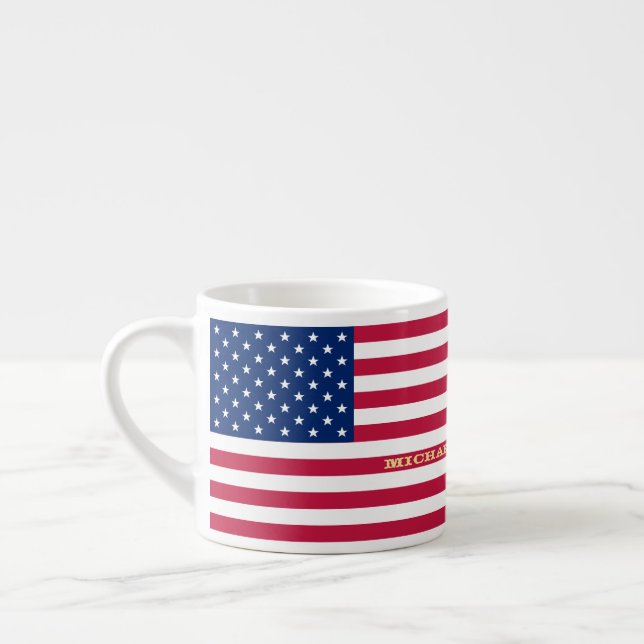 USA American Flag Patriotic Personalisiert Monogra Espressotasse (Links)