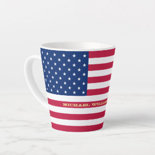 USA American Flag Patriotic Personalisiert Monogra Milchtasse