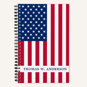 USA American Flag Patriotic Red White Blue Name Notizbuch