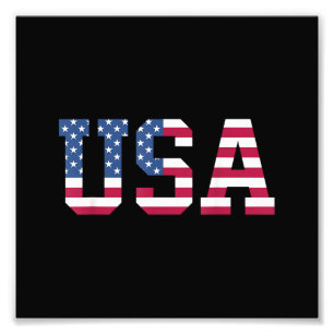 USA American Flag Patriotic Red White Blue Stars & Fotodruck