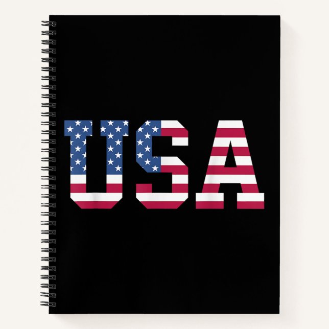 USA American Flag Patriotic Red White Blue Stars & Notizbuch (Vorderseite)