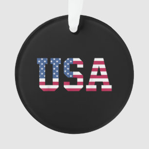 USA American Flag Patriotic Red White Blue Stars & Ornament