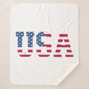 USA American Flag Patriotic Red White Blue Stars & Sherpadecke