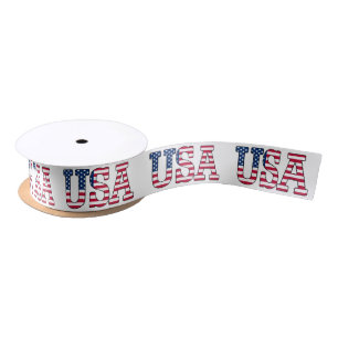 USA American Flag Patriotic Red White Ribbon Satinband