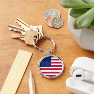 USA American Flag Patriotic Round Metal Schlüssela Schlüsselanhänger