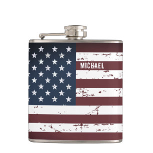 USA American Flag Patriotic Stars Streifen Flachmann