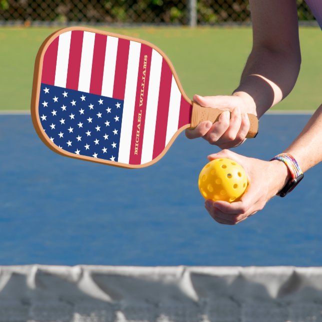 USA American Flag Patriotic Team Monogram Pickleball Schläger (InSitu)