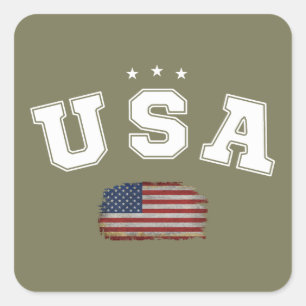 USA American Flag Patriotic Veterans 4. Juli Quadratischer Aufkleber