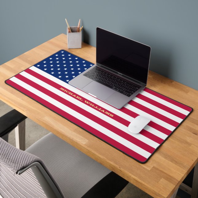 USA American Flag Personalisiert Monogram Patrioti Schreibtischunterlage (Büro 2)