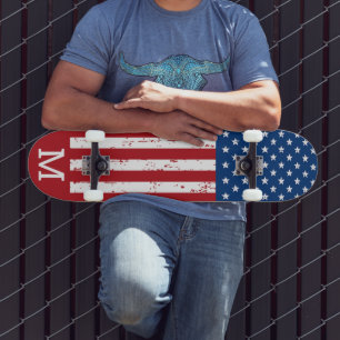 USA American Flag Personalisiert Monogram Patrioti Skateboard