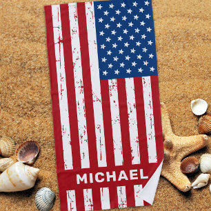 USA American Flag Red Blue Personalisiert Patrioti Strandtuch