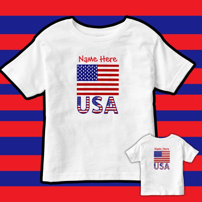 USA American Flag Red Personalisiert Kleinkind T-shirt (Von Creator hochgeladen)