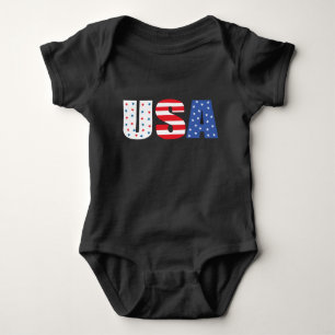 USA American Flag Red White Blue Baby Strampler